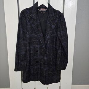 New York Girl VTG Black Purple Plaid Two Button Jacket Coat 6 Academia Preppy